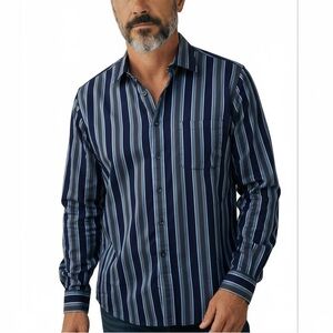 Tasso Elba Men's Navy Striped Button Down Shirt large
